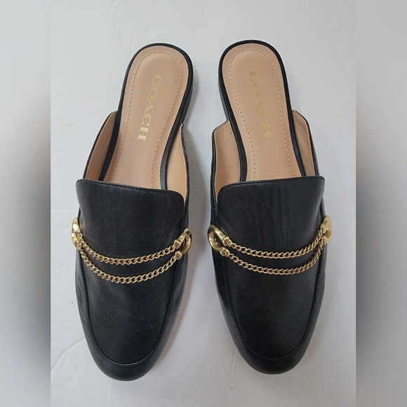 Coach Sawyer Sue Black Leather Mule Loafers Size 6.5 NWOT - Picture 1 of 5